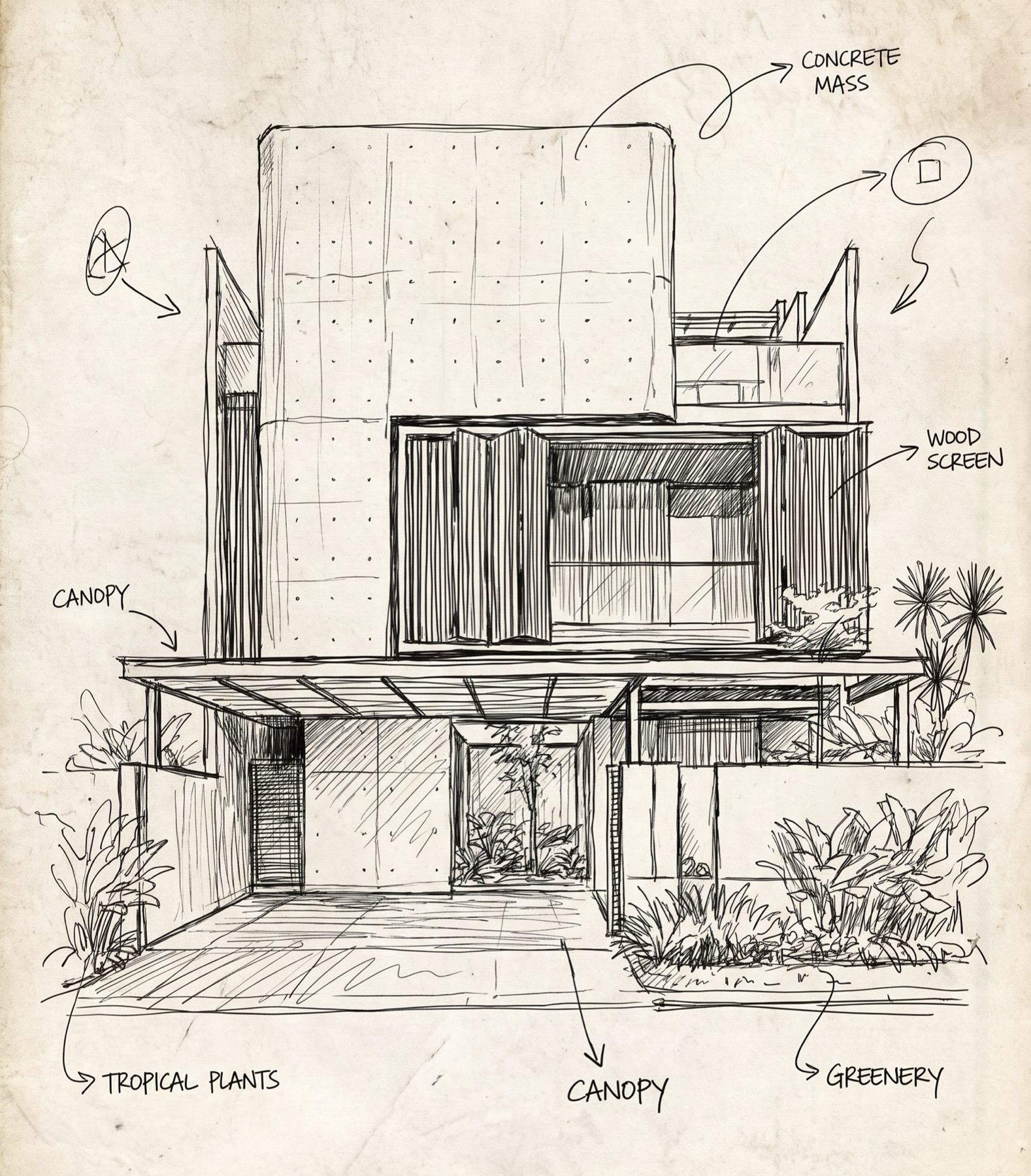Architectural design process sketch by Ranzospace Mumbai - concept drawing