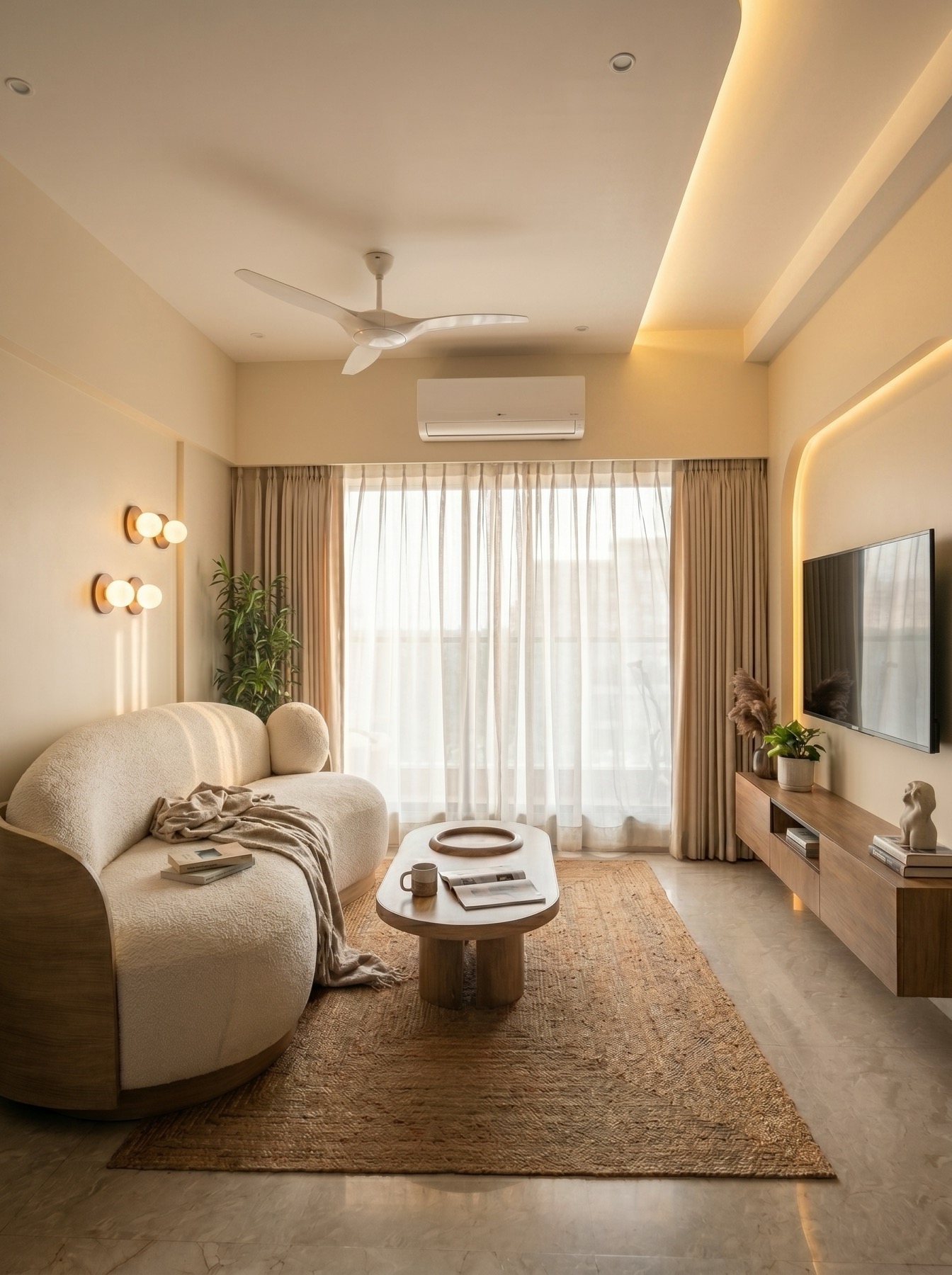 Custom TV unit and wall panelling design Mumbai by Ranzospace